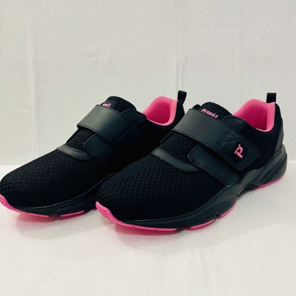 Propet Black Pink Stability X Strap Womens Sneakers Diabetic Orthotic EV Insole